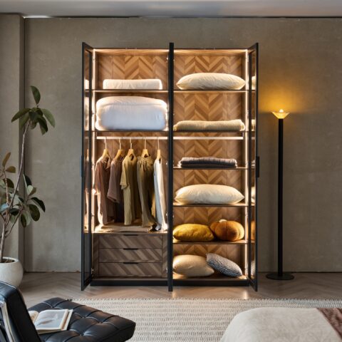 ארון דגם גלעד - 4 דלתות גוון שחור + תאורה