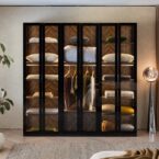 ארון דגם גלעד - 6 דלתות גוון שחור + תאורה