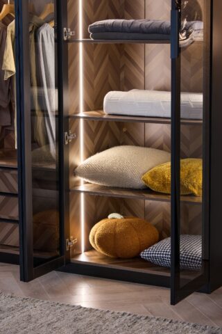 ארון דגם גלעד - 6 דלתות גוון שחור + תאורה