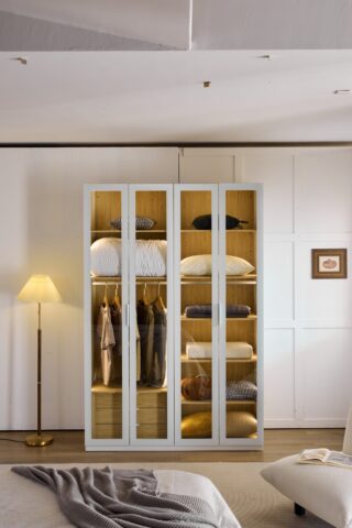 ארון דגם גלעד - 4 דלתות גוון שמנת + תאורה