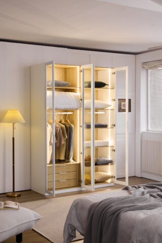 ארון דגם גלעד - 4 דלתות גוון שמנת + תאורה