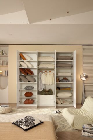 ארון דגם רן - 6 דלתות גוון לבן