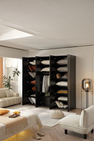 ארון דגם רן - 6 דלתות גוון שחור