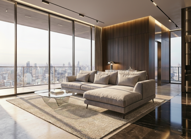 סלון דגם גפן פינתי בגוון אפור