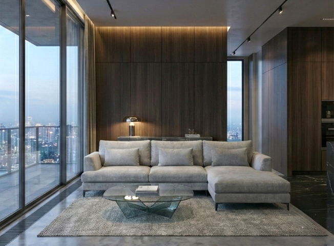 סלון דגם גפן פינתי בגוון אפור