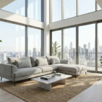 סלון דגם גפן פינתי בגוון אפור