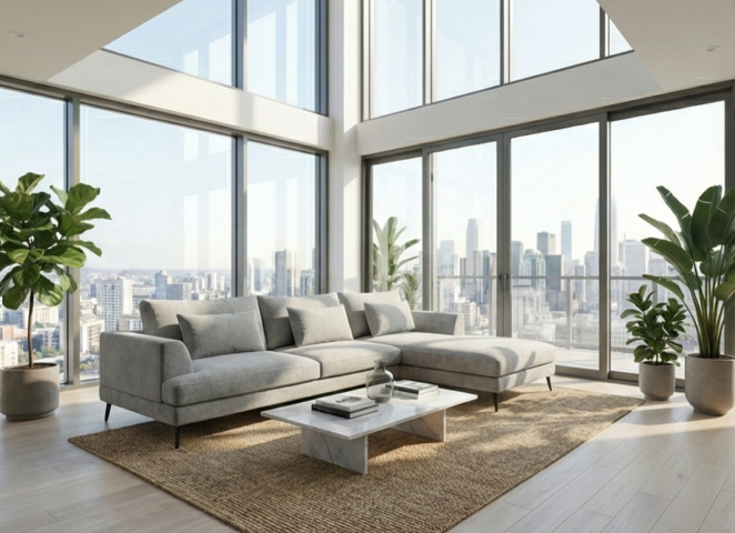 סלון דגם גפן פינתי בגוון אפור