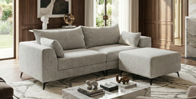 סלון דגם פלורידה אפור 240 + הדום