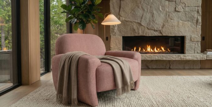 כורסא דגם איתי בגוון ורוד עתיק