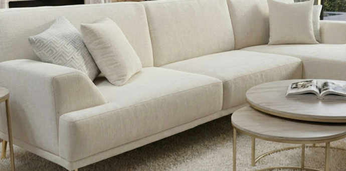 סלון דגם אייל פינתי בגוון שמנת