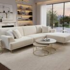 סלון דגם אייל פינתי בגוון שמנת