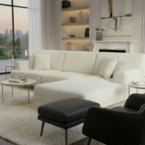 סלון דגם אייל פינתי בגוון שמנת