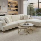 סלון דגם אייל פינתי בגוון שמנת