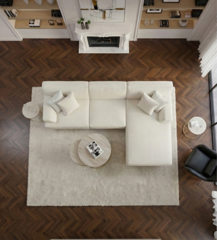 סלון דגם אייל פינתי בגוון שמנת