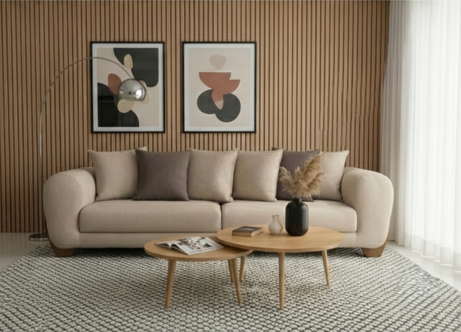 סלון דגם עומר בגוון שמנת