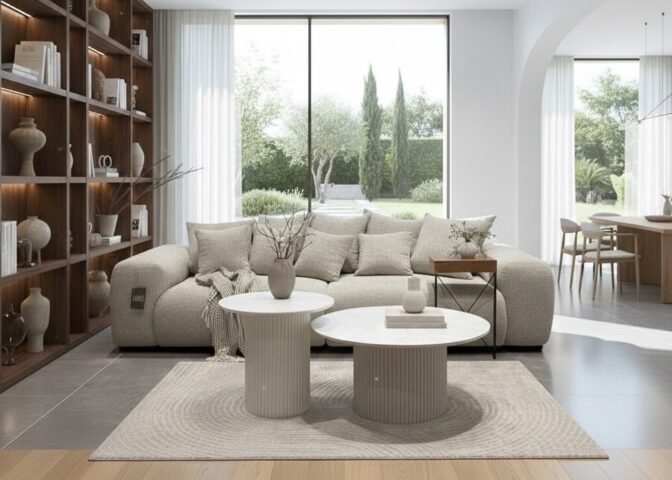 סלון דגם עמית בגוון שמנת