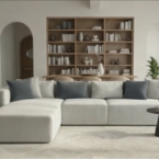 סלון דגם ראם פינתי בגוון תכלת־שמיים