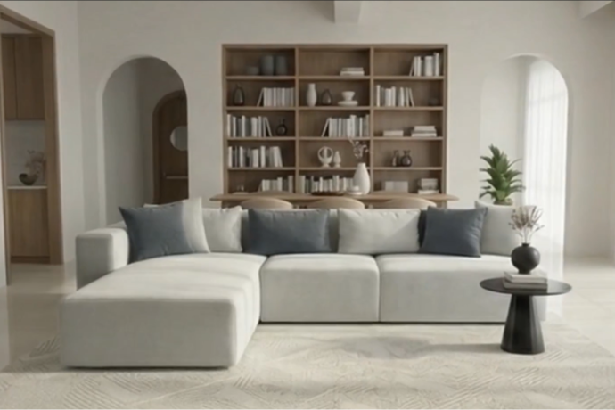 סלון דגם ראם פינתי בגוון תכלת־שמיים