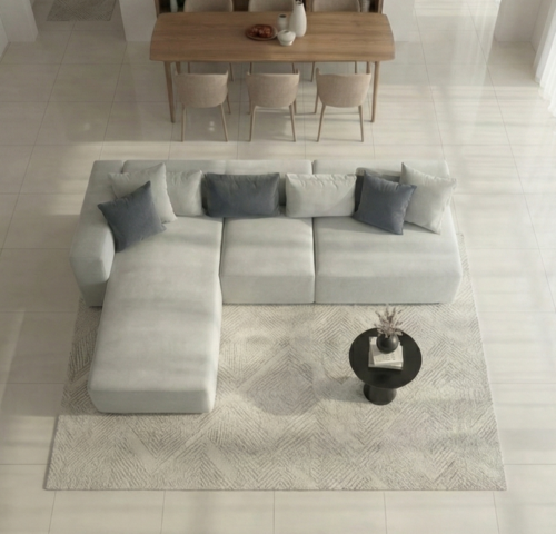 סלון דגם ראם פינתי בגוון תכלת־שמיים