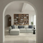 סלון דגם ראם פינתי בגוון תכלת־שמיים