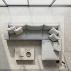 סלון דגם פלורידה פינתי בגוון אפור עננים