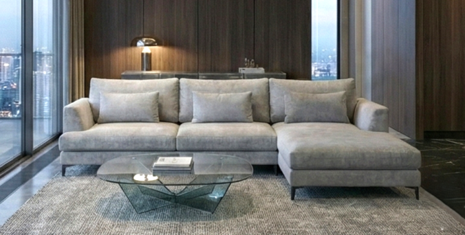 סלון דגם גפן פינתי בגוון אפור