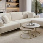 סלון דגם אייל פינתי בגוון שמנת