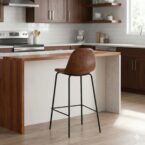 כיסא בר דגם אטלס חום דמוי עור