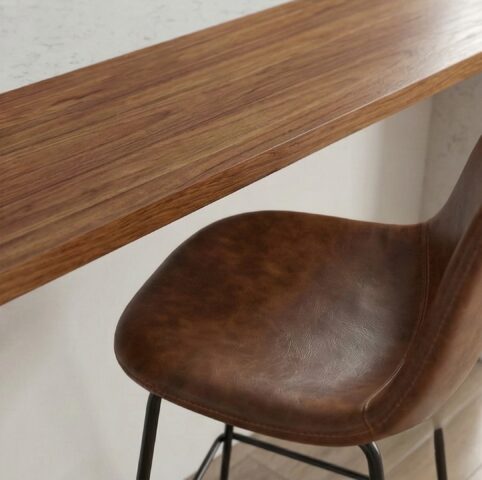 כיסא בר דגם אטלס חום דמוי עור