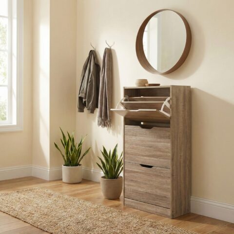 ארון נעליים דגם איתן בגוון שיטה