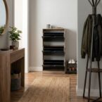 ארון נעליים דגם איתן בגוון אלון בשילוב שחור