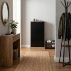 ארון נעליים דגם איתן בגוון אלון בשילוב שחור