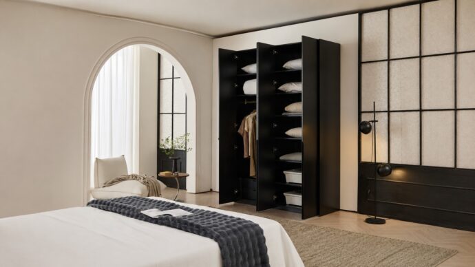 ארון דגם טופז - 4 דלתות גוון שחור