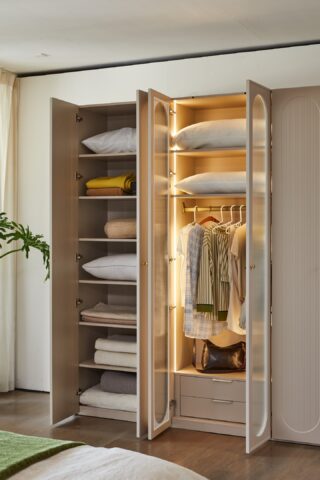 ארון דגם דניאל - 6 דלתות גוון סהרה + תאורה