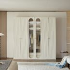 ארון דגם דניאל - 6 דלתות גוון שמנת + תאורה