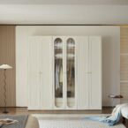 ארון דגם דניאל - 6 דלתות גוון שמנת + תאורה