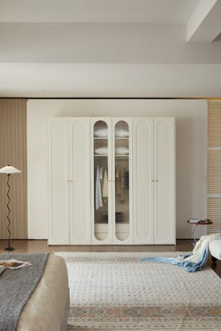 ארון דגם דניאל - 6 דלתות גוון שמנת + תאורה