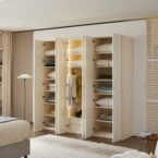 ארון דגם דניאל - 6 דלתות גוון שמנת + תאורה