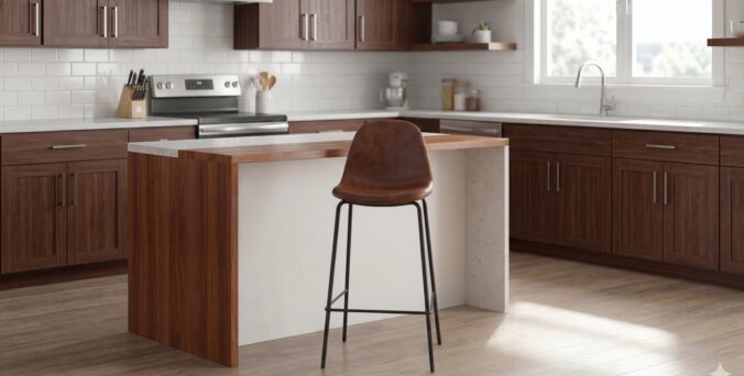 כיסא בר דגם אטלס חום דמוי עור