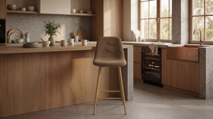 כיסא בר דגם סקלי חום