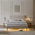 מיטה דגם בייסיק - שמנת בד טדי + מזרן מתנה