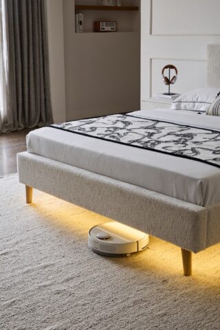 מיטה דגם בייסיק - שמנת בד טדי + מזרן מתנה