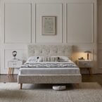 מיטה דגם בייסיק - שמנת בד טדי + מזרן מתנה