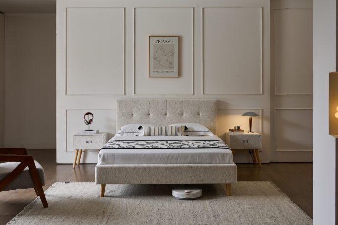 מיטה דגם בייסיק - שמנת בד טדי + מזרן מתנה