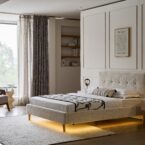 מיטה דגם בייסיק - שמנת בד טדי + מזרן מתנה