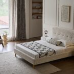 מיטה דגם בייסיק - שמנת בד טדי + מזרן מתנה