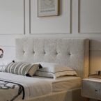 מיטה דגם בייסיק - שמנת בד טדי + מזרן מתנה