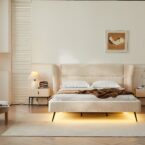 מיטה דגם דרים - שמנת פאבריק + מזרן מתנה