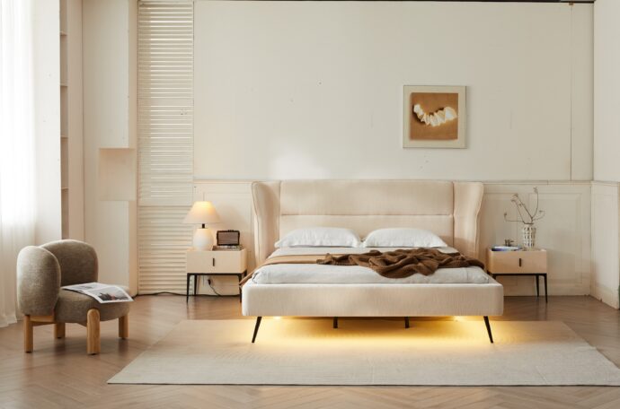 מיטה דגם דרים - שמנת פאבריק + מזרן מתנה