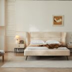 מיטה דגם דרים - שמנת פאבריק + מזרן מתנה